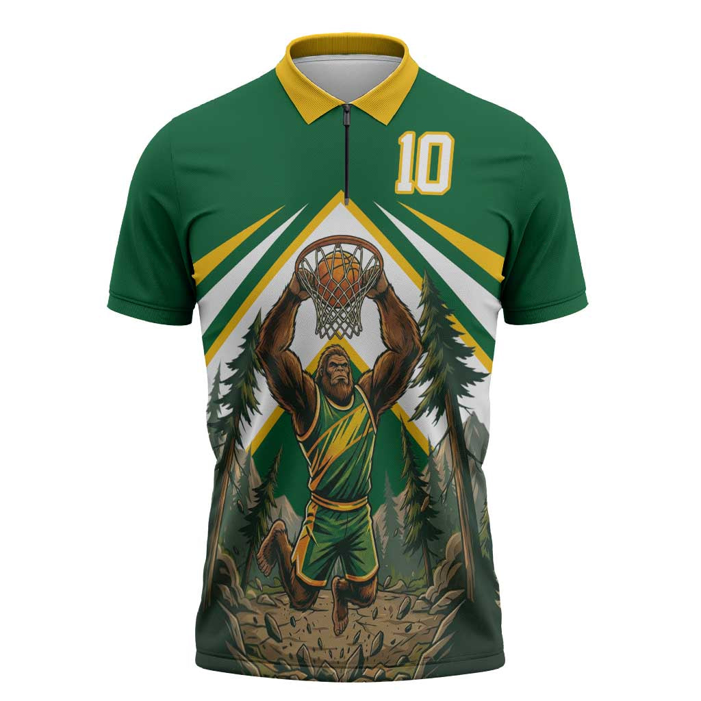 Custom Bigfoot Dunk and Mountain Forests Zipper Polo Shirt