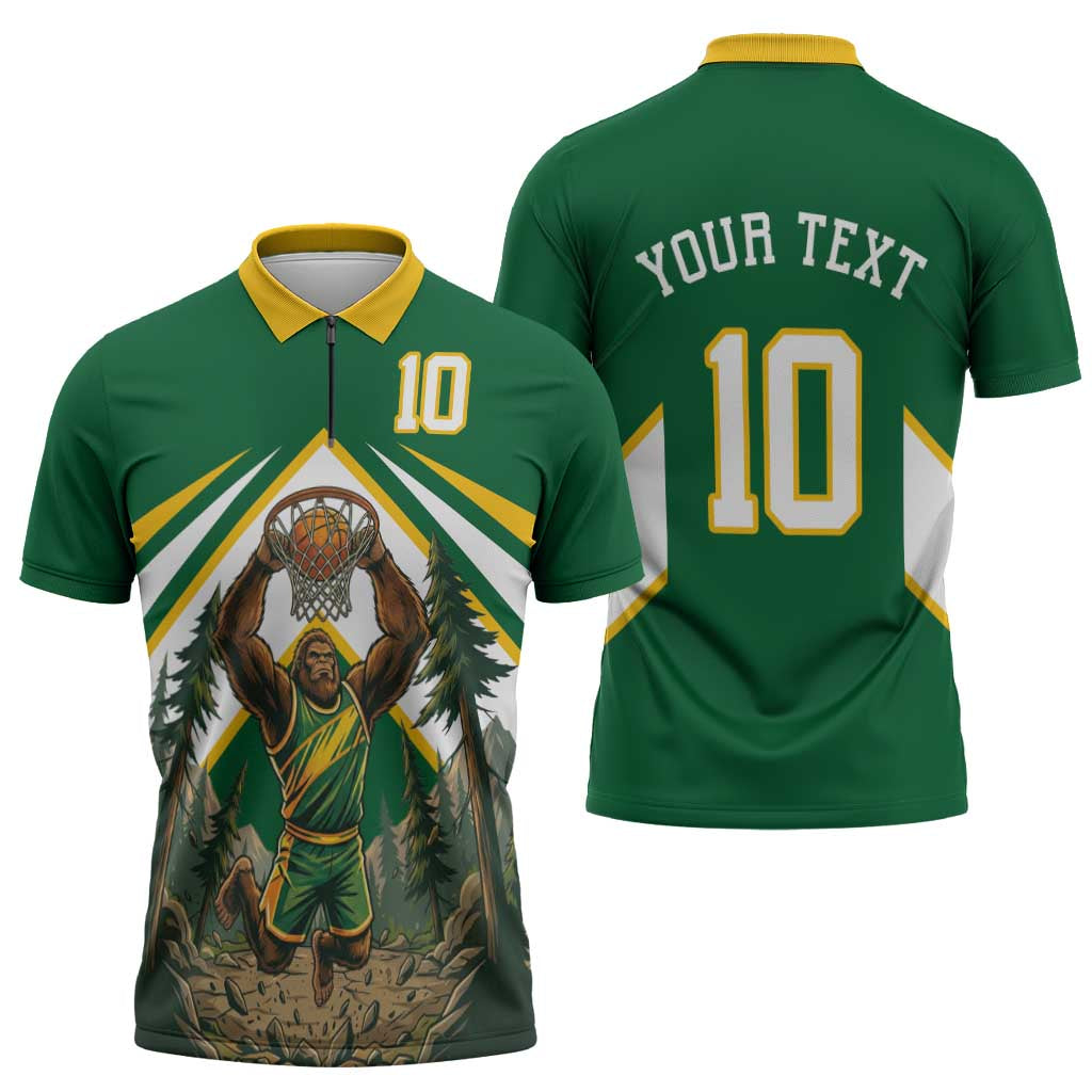 Custom Bigfoot Dunk and Mountain Forests Zipper Polo Shirt