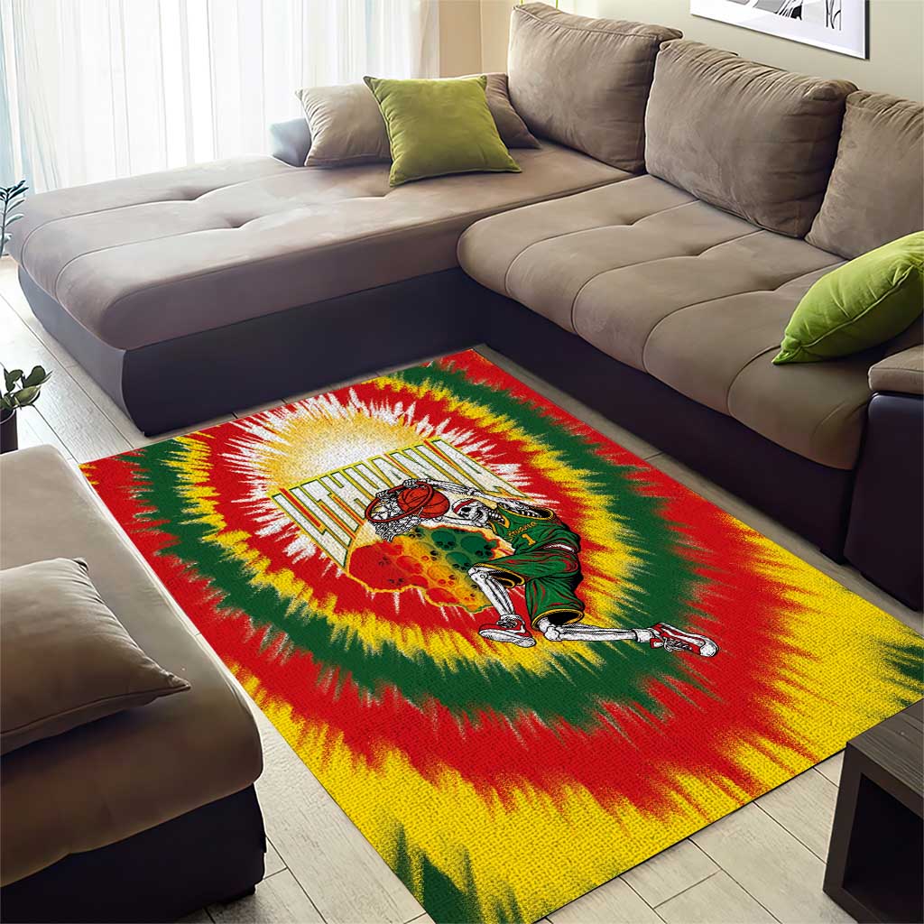 Lithuania-Skeleton Power Dunk Area Rug Tie Dye Style