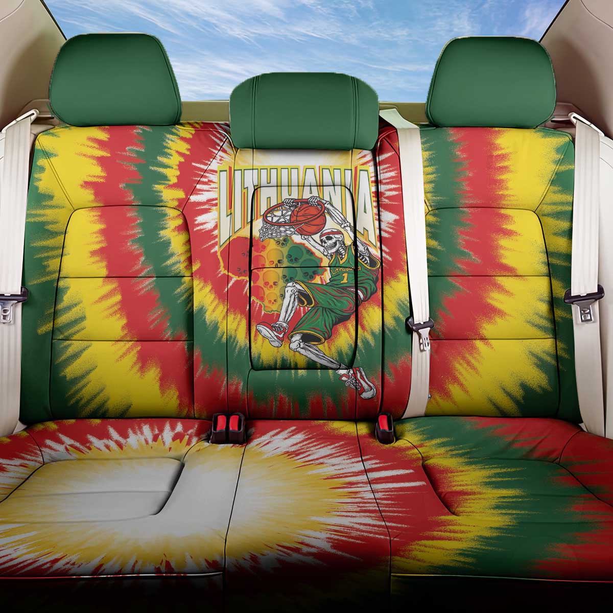 Lithuania-Skeleton Power Dunk Back Car Seat Cover Tie Dye Style