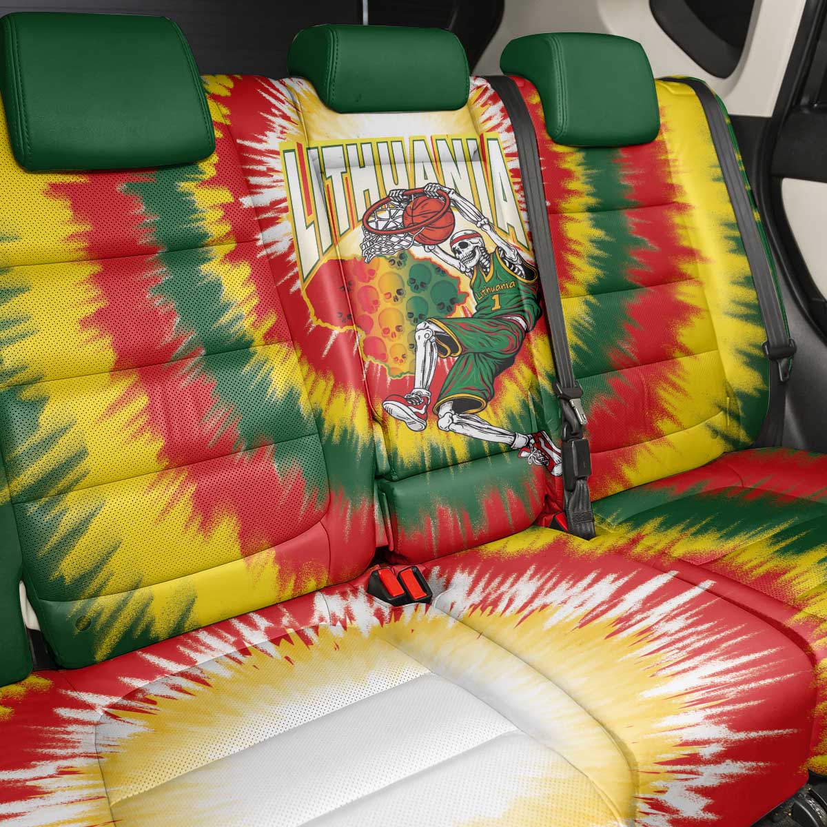 Lithuania-Skeleton Power Dunk Back Car Seat Cover Tie Dye Style