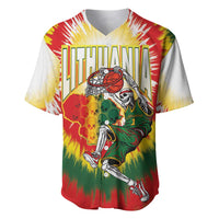 Custom Lithuania-Skeleton Power Dunk Baseball Jersey Tie Dye Style