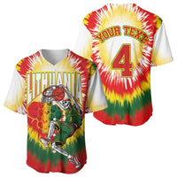 Custom Lithuania-Skeleton Power Dunk Baseball Jersey Tie Dye Style