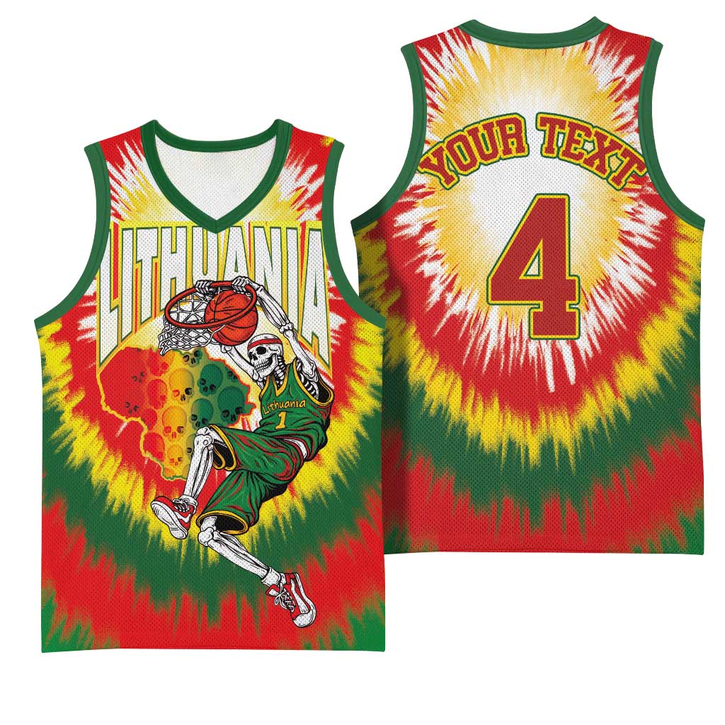 Custom Lithuania-Skeleton Power Dunk Basketball Jersey Tie Dye Style