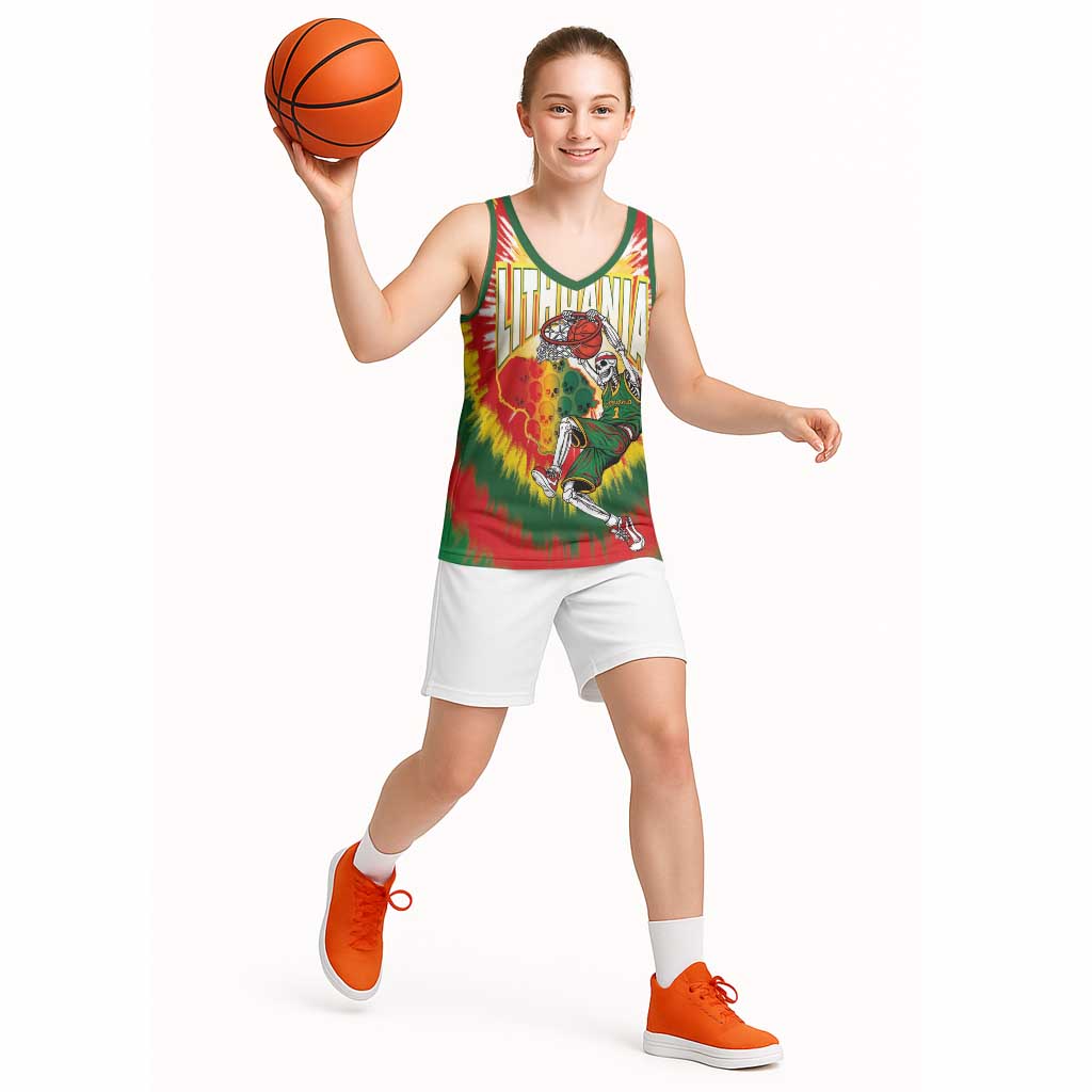 Custom Lithuania-Skeleton Power Dunk Basketball Jersey Tie Dye Style