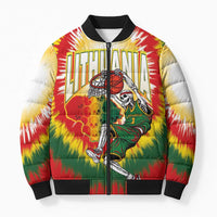 Custom Lithuania-Skeleton Power Dunk Bomber Puffer Jacket Tie Dye Style