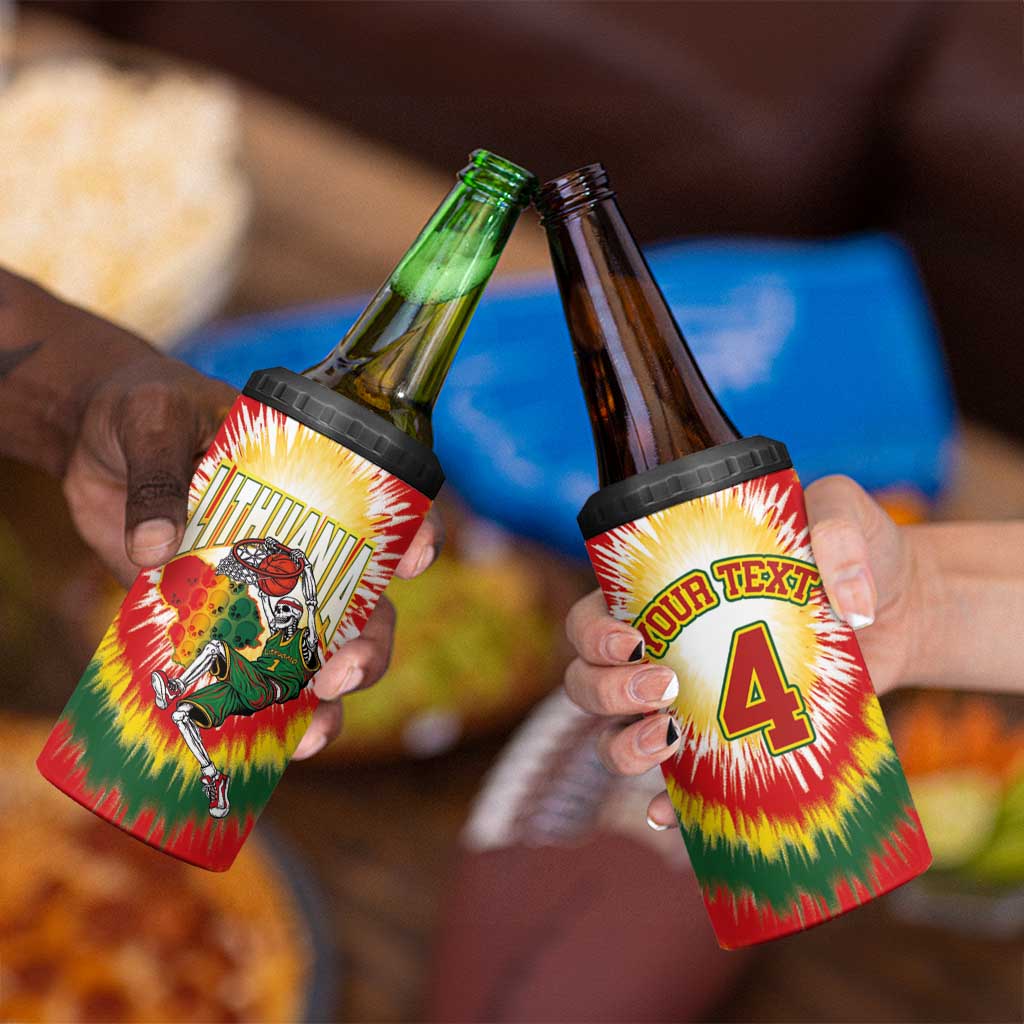 Custom Lithuania-Skeleton Power Dunk 4 in 1 Can Cooler Tumbler Tie Dye Style