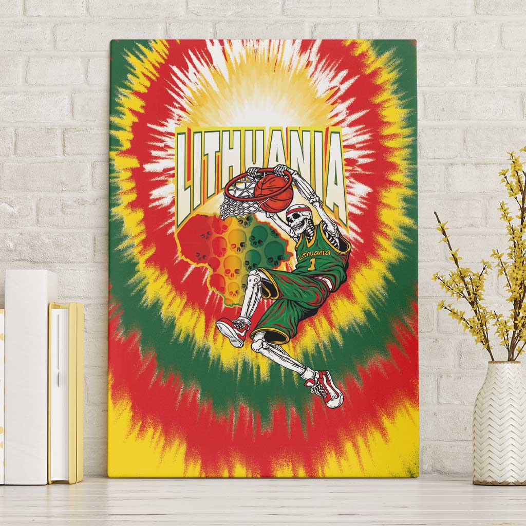 Lithuania-Skeleton Power Dunk Canvas Wall Art Tie Dye Style