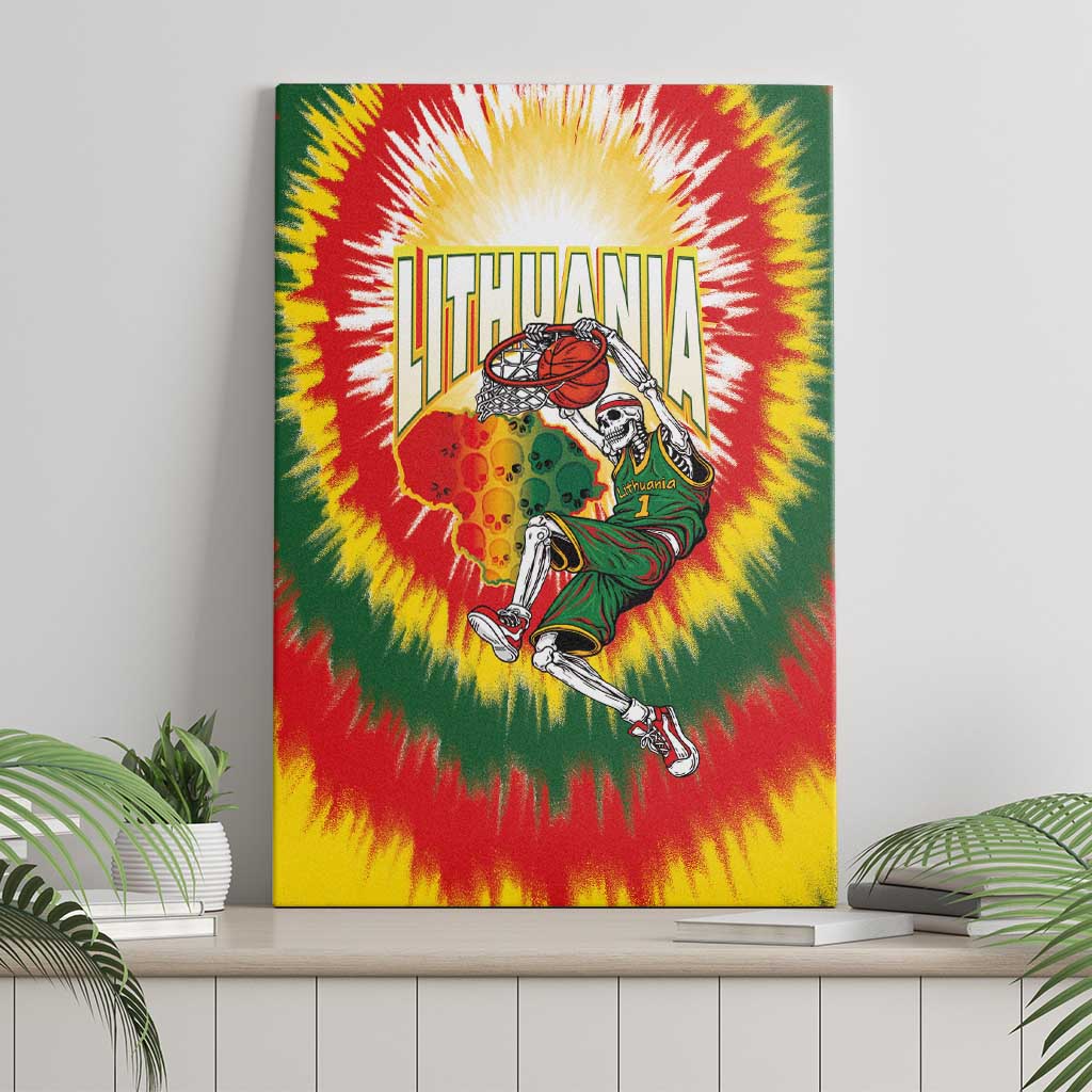 Lithuania-Skeleton Power Dunk Canvas Wall Art Tie Dye Style