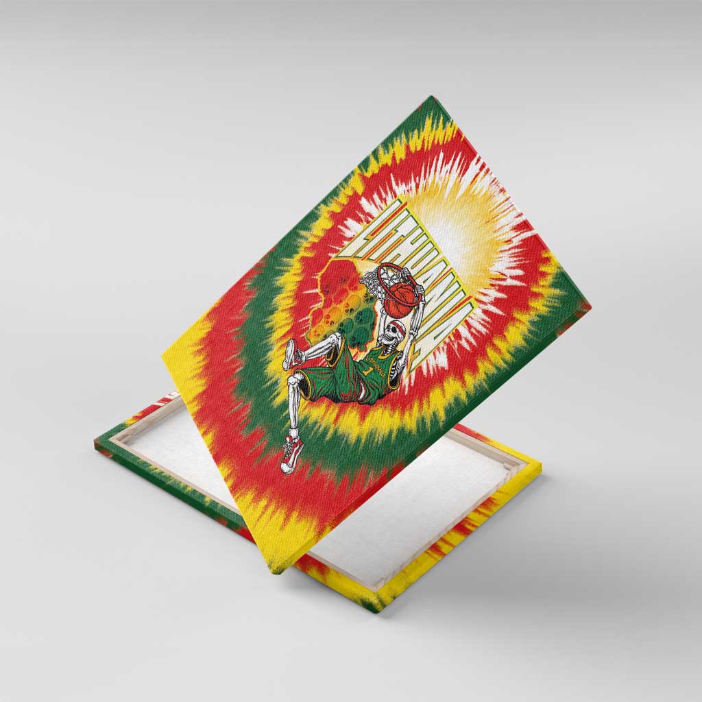 Lithuania-Skeleton Power Dunk Canvas Wall Art Tie Dye Style