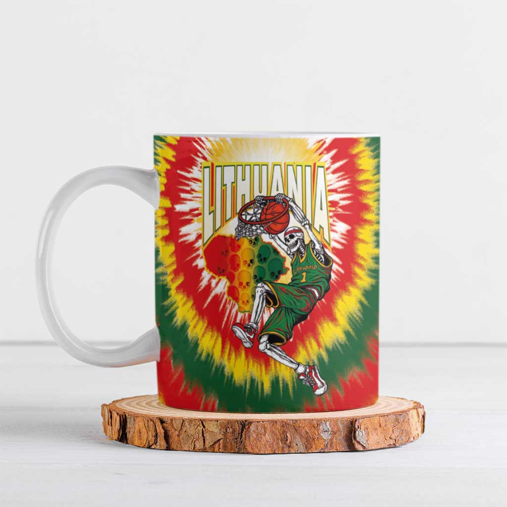 Custom Lithuania-Skeleton Power Dunk Ceramic Mug Tie Dye Style
