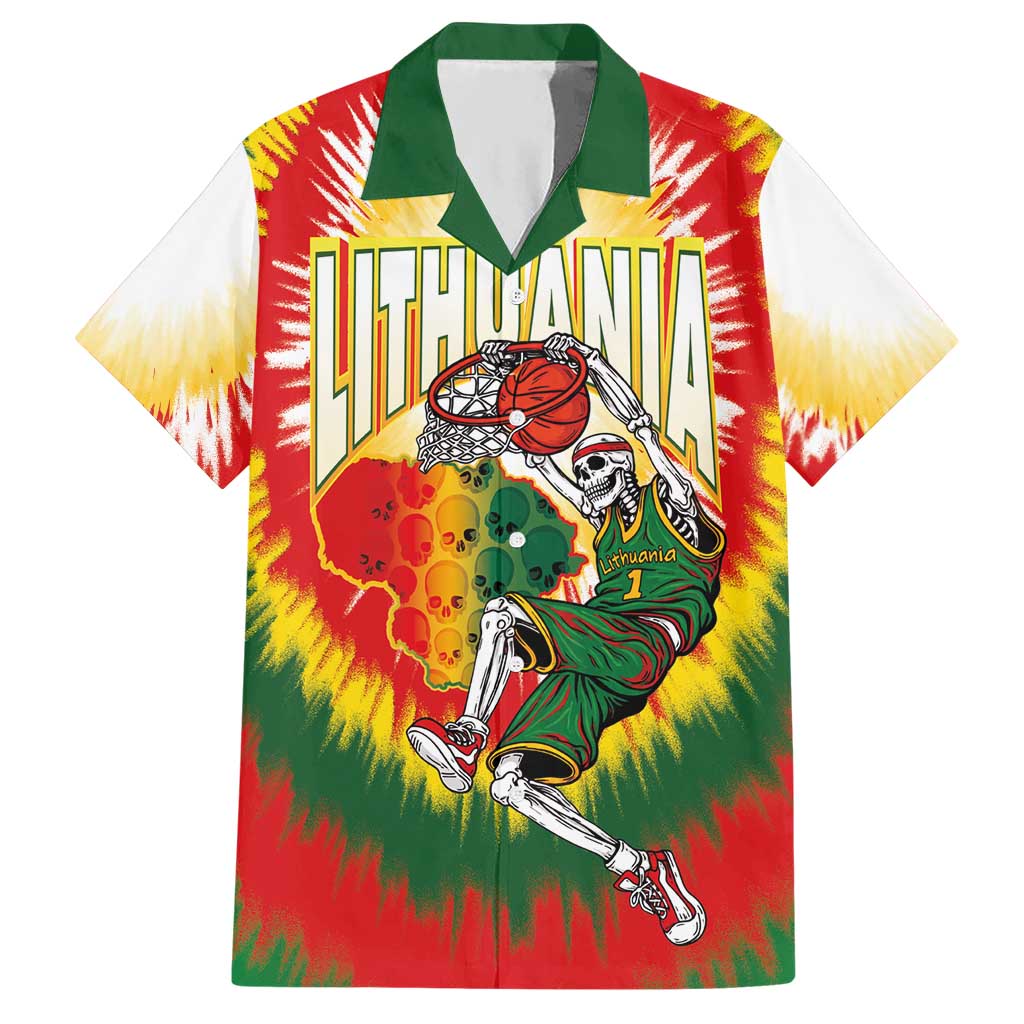 Custom Lithuania-Skeleton Power Dunk Hawaiian Shirt Tie Dye Style