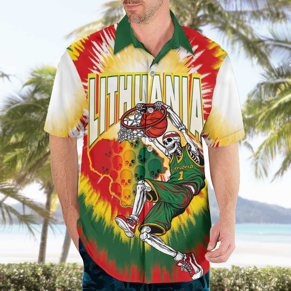 Custom Lithuania-Skeleton Power Dunk Hawaiian Shirt Tie Dye Style