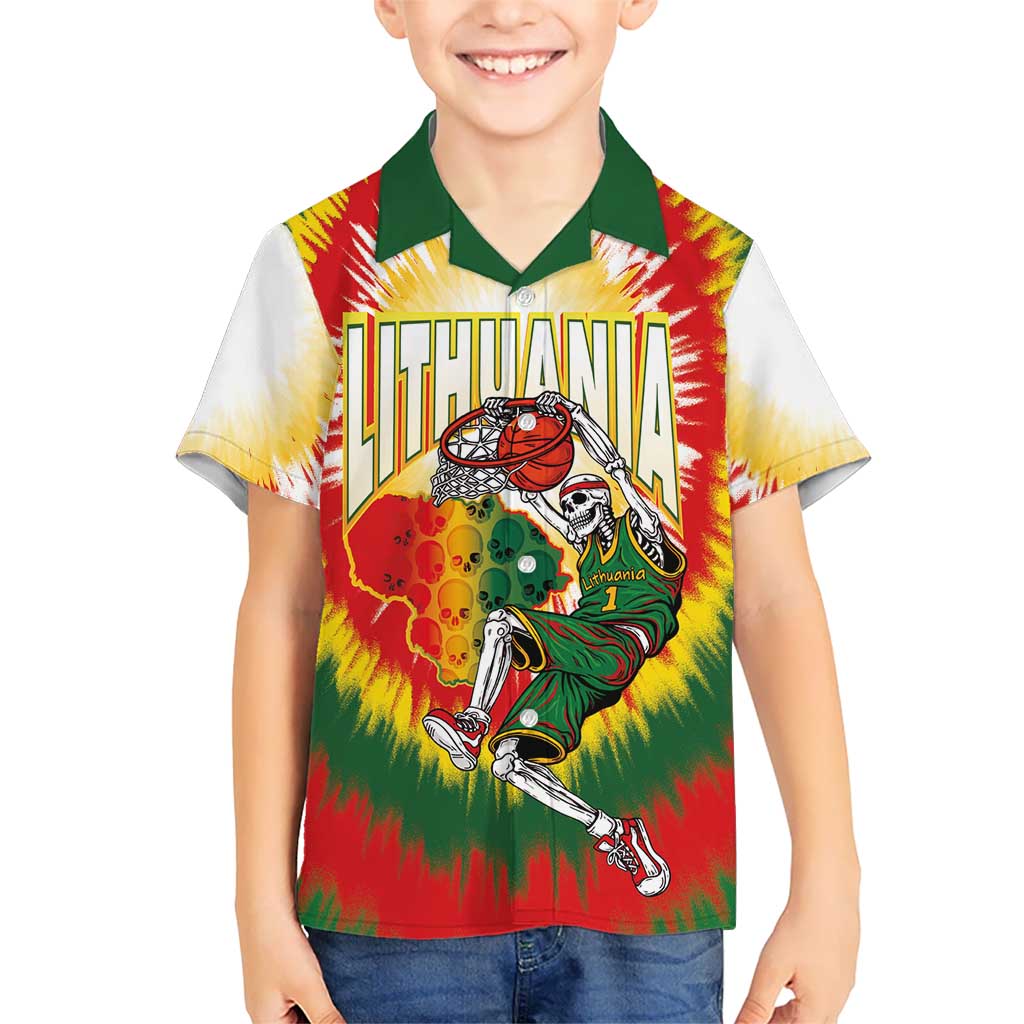 Custom Lithuania-Skeleton Power Dunk Hawaiian Shirt Tie Dye Style