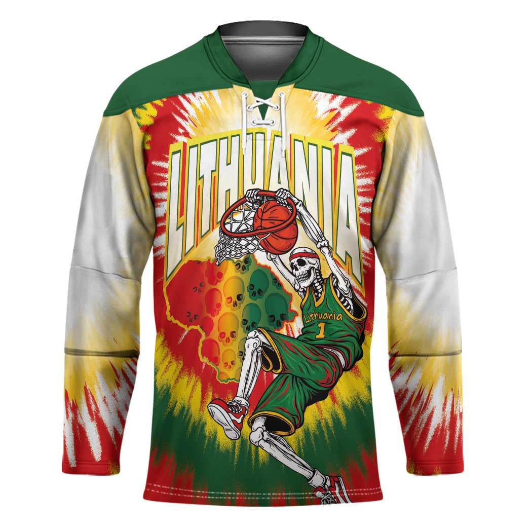 Custom Lithuania-Skeleton Power Dunk Hockey Jersey Tie Dye Style