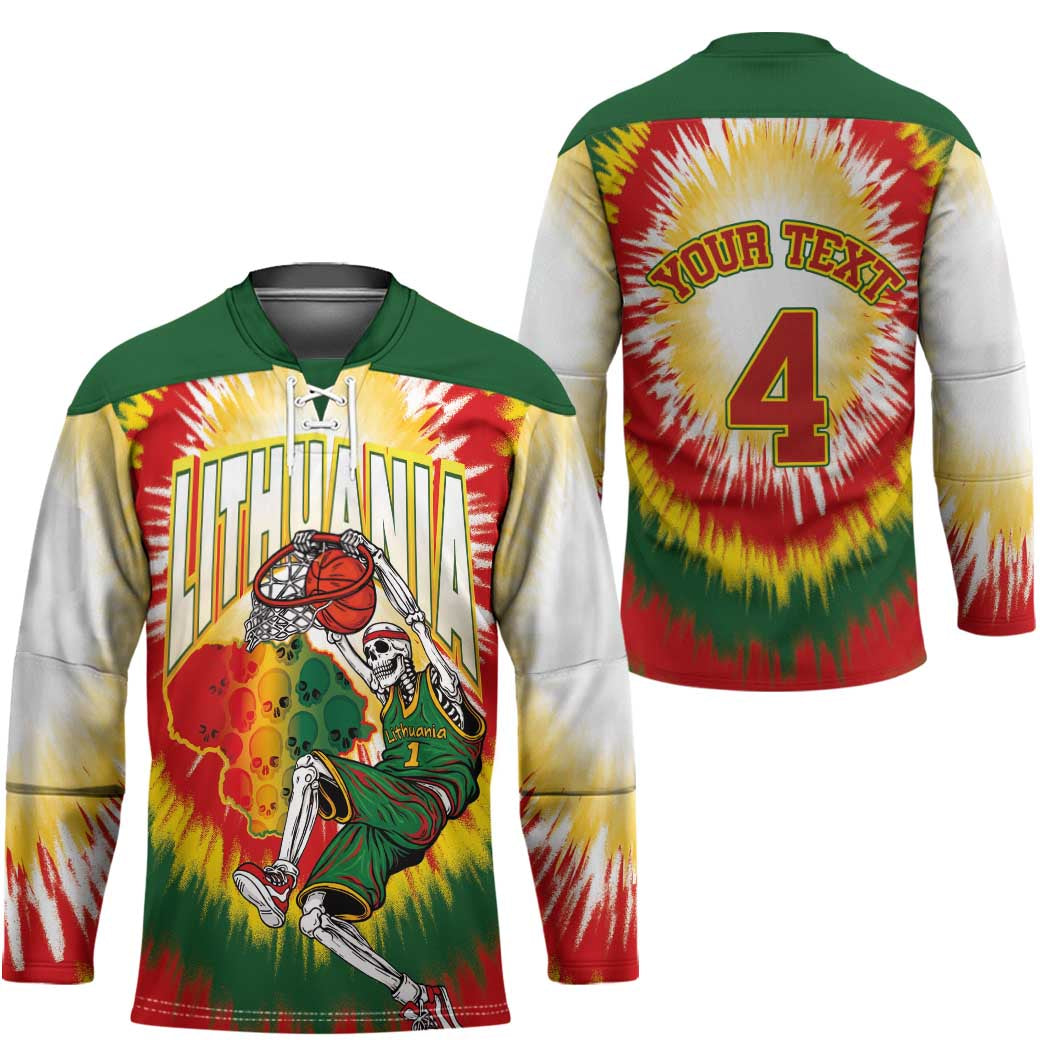 Custom Lithuania-Skeleton Power Dunk Hockey Jersey Tie Dye Style