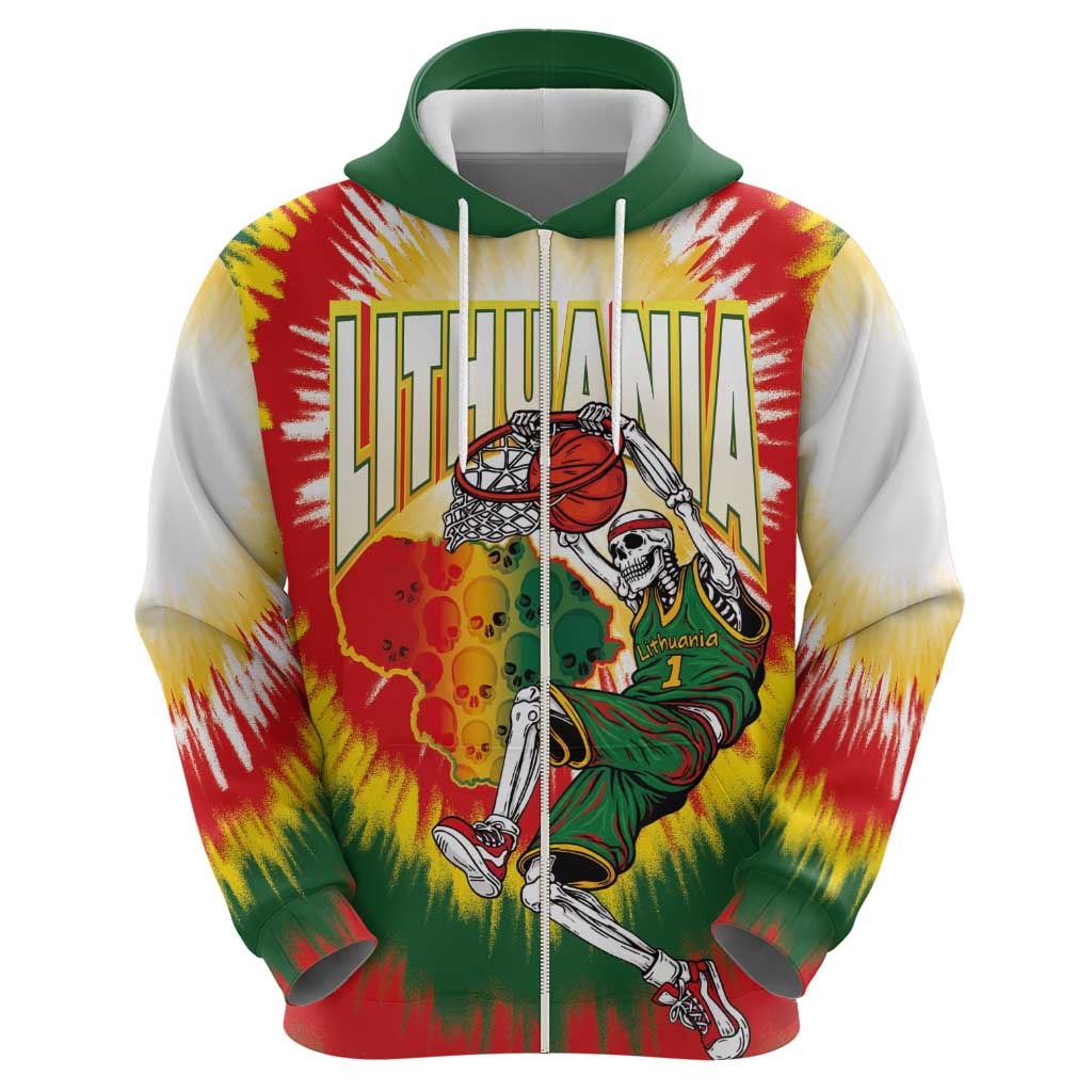 Custom Lithuania-Skeleton Power Dunk Hoodie Tie Dye Style