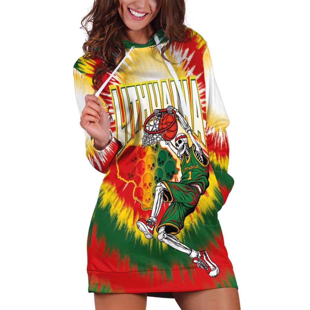 Custom Lithuania-Skeleton Power Dunk Hoodie Dress Tie Dye Style