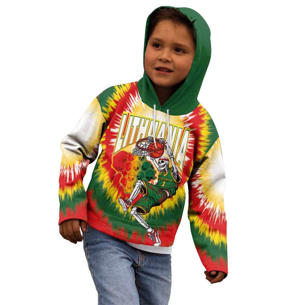 Custom Lithuania-Skeleton Power Dunk Kid Hoodie Tie Dye Style