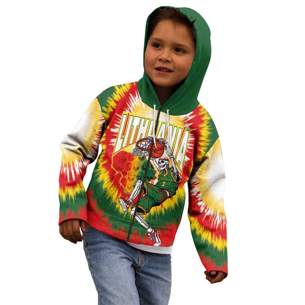 Custom Lithuania-Skeleton Power Dunk Kid Hoodie Tie Dye Style