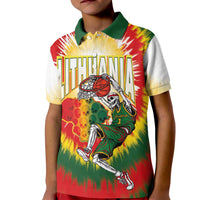 Custom Lithuania-Skeleton Power Dunk Kid Polo Shirt Tie Dye Style