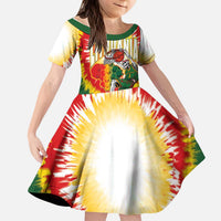 Custom Lithuania-Skeleton Power Dunk Kid Short Sleeve Dress Tie Dye Style