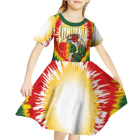 Custom Lithuania-Skeleton Power Dunk Kid Short Sleeve Dress Tie Dye Style