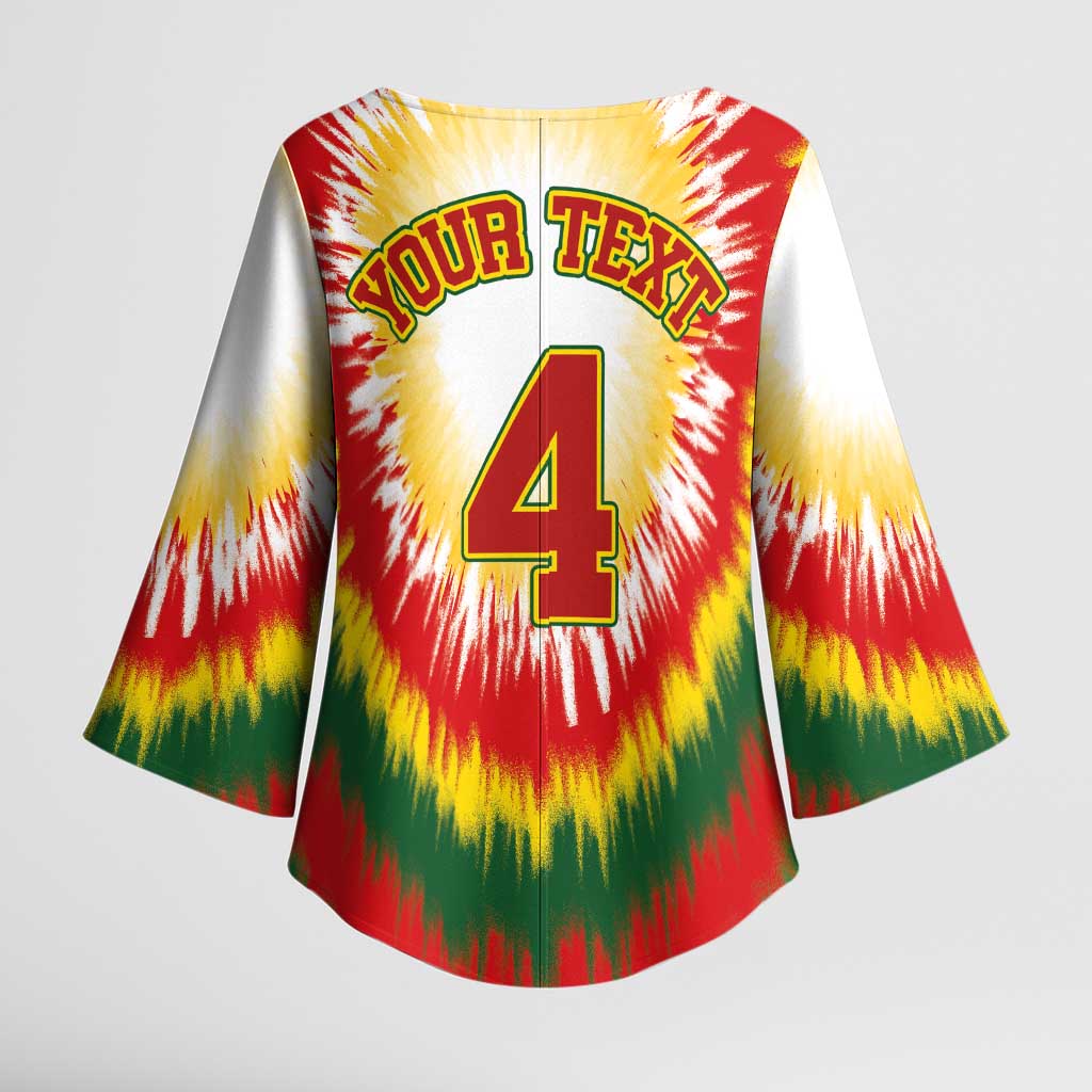 Custom Lithuania-Skeleton Power Dunk Kimono Sleeve Blouse Tie Dye Style