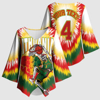 Custom Lithuania-Skeleton Power Dunk Kimono Sleeve Blouse Tie Dye Style
