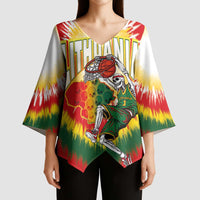 Custom Lithuania-Skeleton Power Dunk Kimono Sleeve Blouse Tie Dye Style