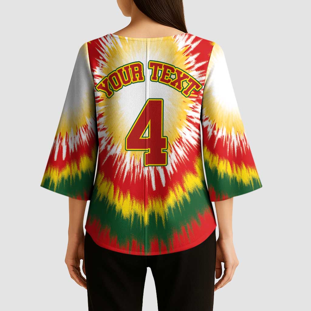 Custom Lithuania-Skeleton Power Dunk Kimono Sleeve Blouse Tie Dye Style