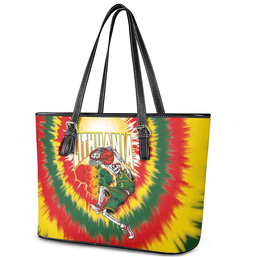 Lithuania-Skeleton Power Dunk Leather Tote Bag Tie Dye Style