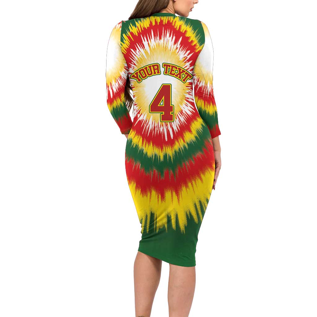 Custom Lithuania-Skeleton Power Dunk Long Sleeve Bodycon Dress Tie Dye Style