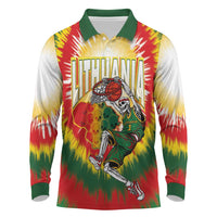 Custom Lithuania-Skeleton Power Dunk Long Sleeve Polo Shirt Tie Dye Style