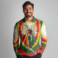 Custom Lithuania-Skeleton Power Dunk Long Sleeve Polo Shirt Tie Dye Style