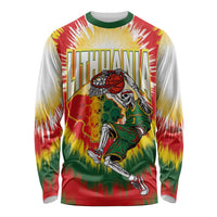 Custom Lithuania-Skeleton Power Dunk Long Sleeve Shirt Tie Dye Style