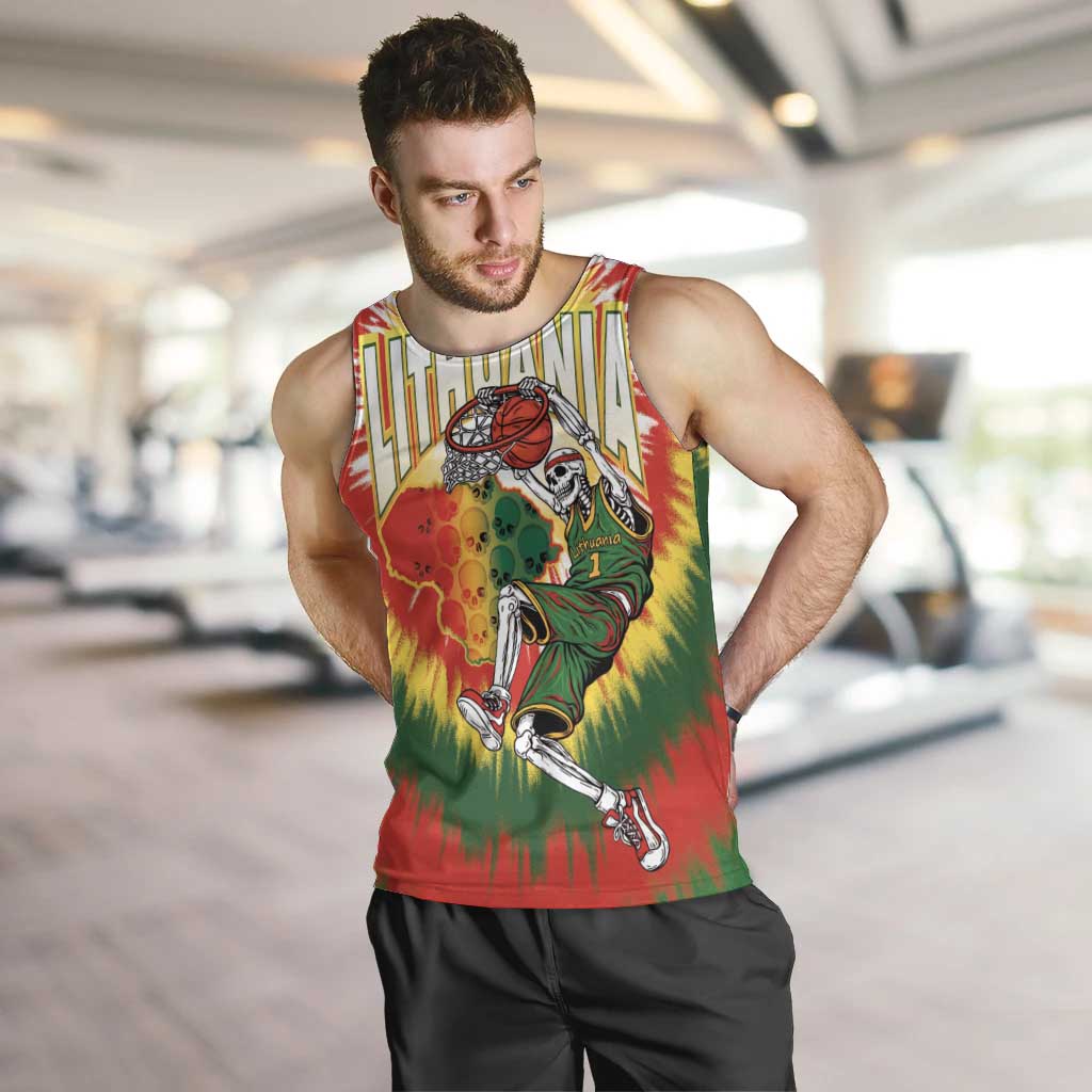 Custom Lithuania-Skeleton Power Dunk Men Tank Top Tie Dye Style