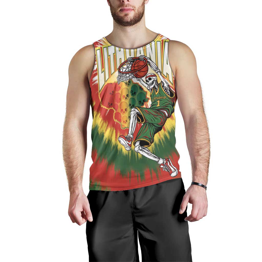 Custom Lithuania-Skeleton Power Dunk Men Tank Top Tie Dye Style