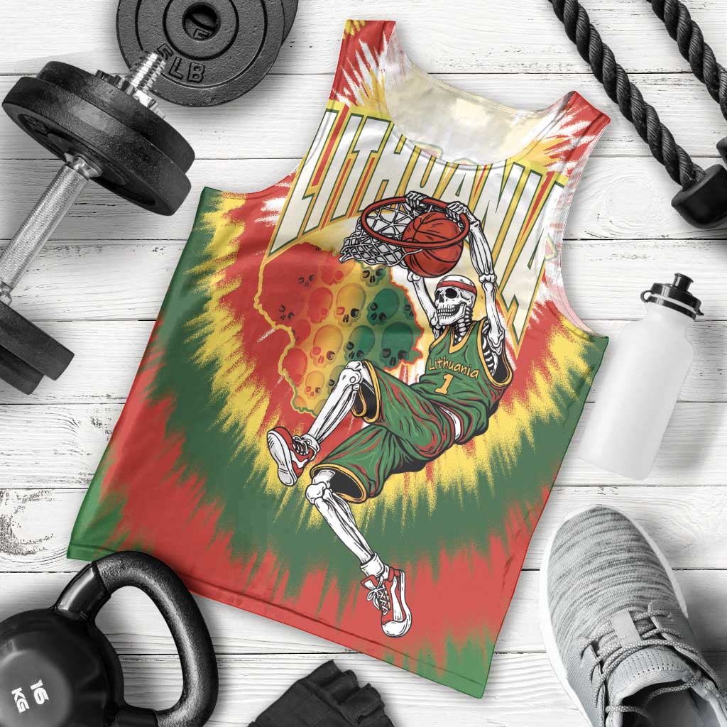 Custom Lithuania-Skeleton Power Dunk Men Tank Top Tie Dye Style