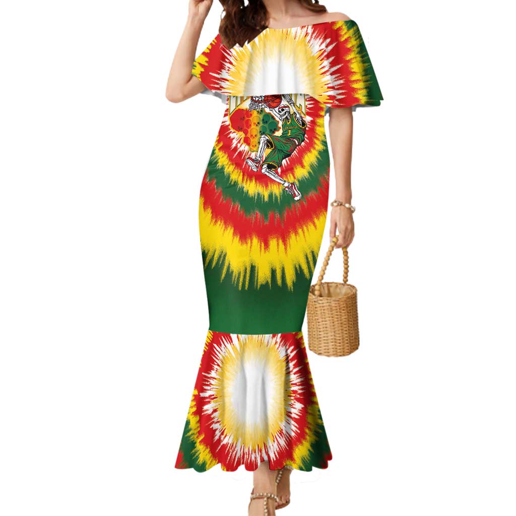 Custom Lithuania-Skeleton Power Dunk Mermaid Dress Tie Dye Style