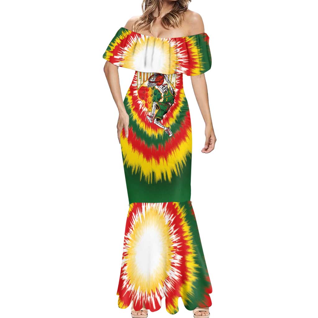 Custom Lithuania-Skeleton Power Dunk Mermaid Dress Tie Dye Style