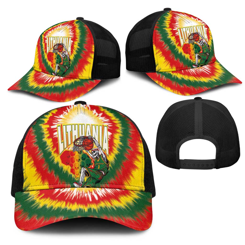 Lithuania-Skeleton Power Dunk Mesh Trucker Cap Tie Dye Style