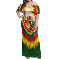 Custom Lithuania-Skeleton Power Dunk Off Shoulder Maxi Dress Tie Dye Style