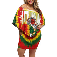 Custom Lithuania-Skeleton Power Dunk Off Shoulder Short Dress Tie Dye Style