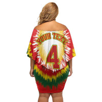 Custom Lithuania-Skeleton Power Dunk Off Shoulder Short Dress Tie Dye Style
