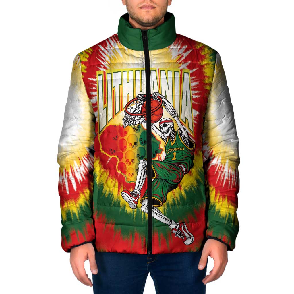 Custom Lithuania-Skeleton Power Dunk Padded Jacket Tie Dye Style