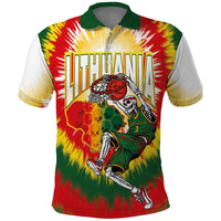 Custom Lithuania-Skeleton Power Dunk Polo Shirt Tie Dye Style