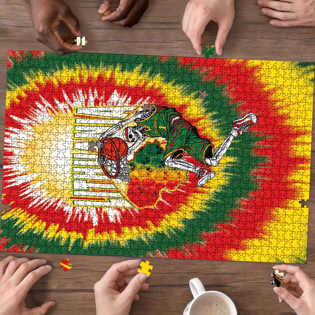 Lithuania-Skeleton Power Dunk Puzzle Tie Dye Style