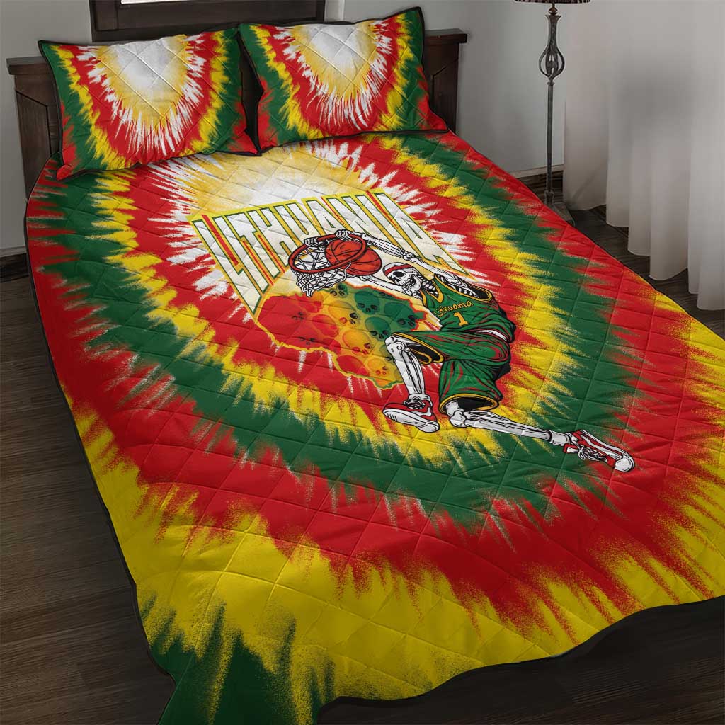 Lithuania-Skeleton Power Dunk Quilt Bed Set Tie Dye Style