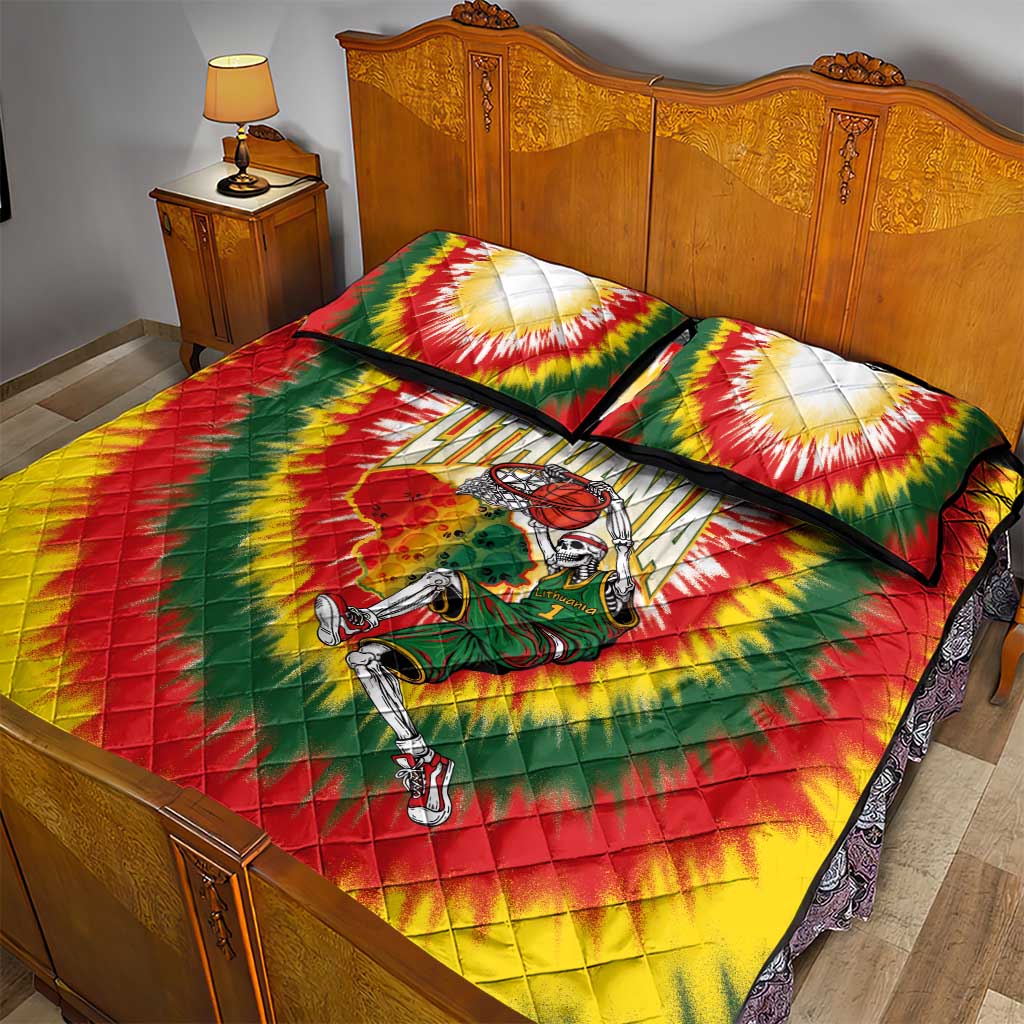 Lithuania-Skeleton Power Dunk Quilt Bed Set Tie Dye Style